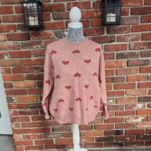 ADORA Heart Patterned Sweater in Pink and Red
